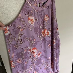 Purple floral top with button details
